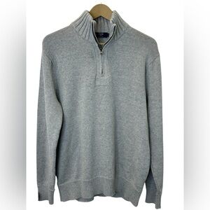 J.Crew Men's M Gray 100% Cotton 1/4 Zip Pullover Sweater EUC